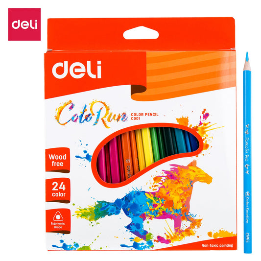 Deli Woodless Plastic Color Pencil 24Pcs EC00120