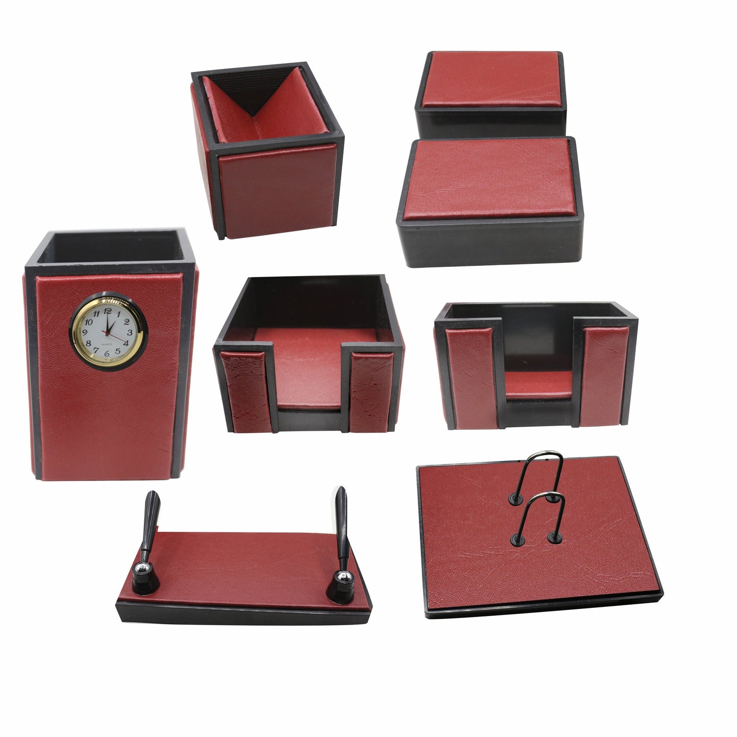 Senator Rexine Leather Office Desk Organizer 8pcs Set With Watch #20