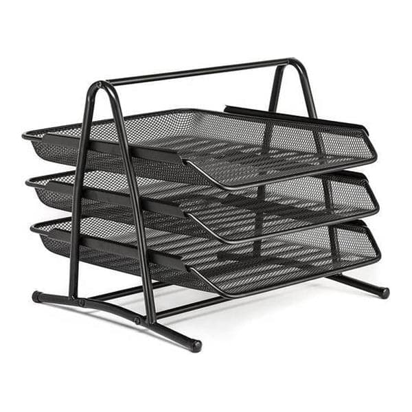 Letter Tray 3 Step Metal Mesh (Black)