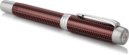 Parker Duofold Centennial Prestige Burgundy Chevron Pt Fountain Pen