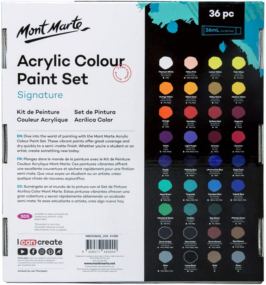 Mont Marte Acrylic Colour Paint 36ml