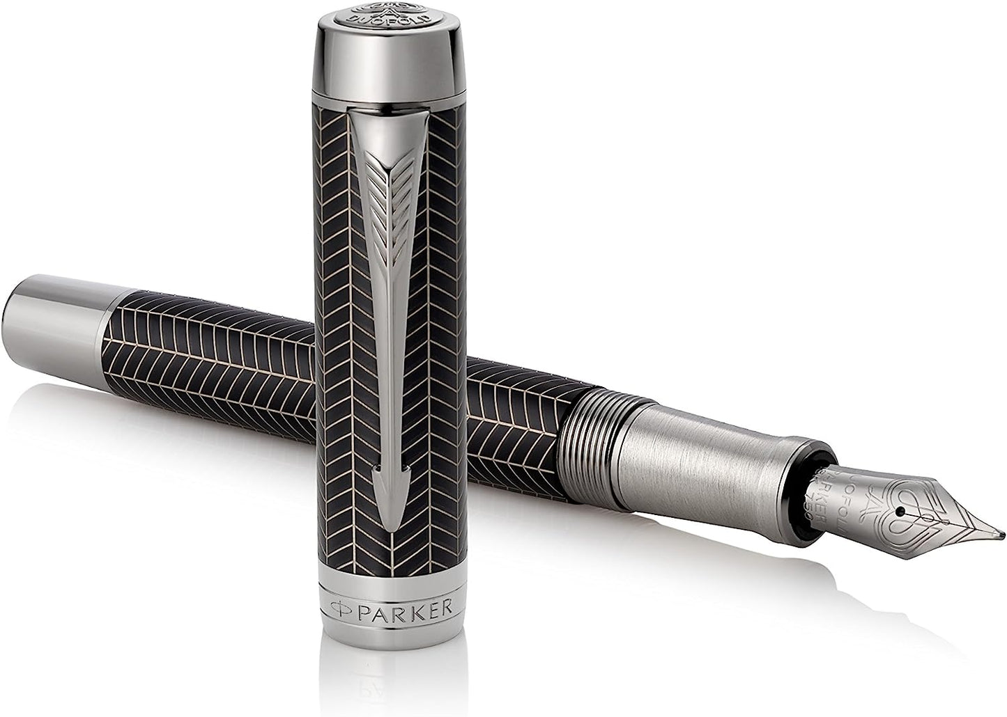 Parker Duofold Prestige Black Chevron Centennial CT Fountain Pen