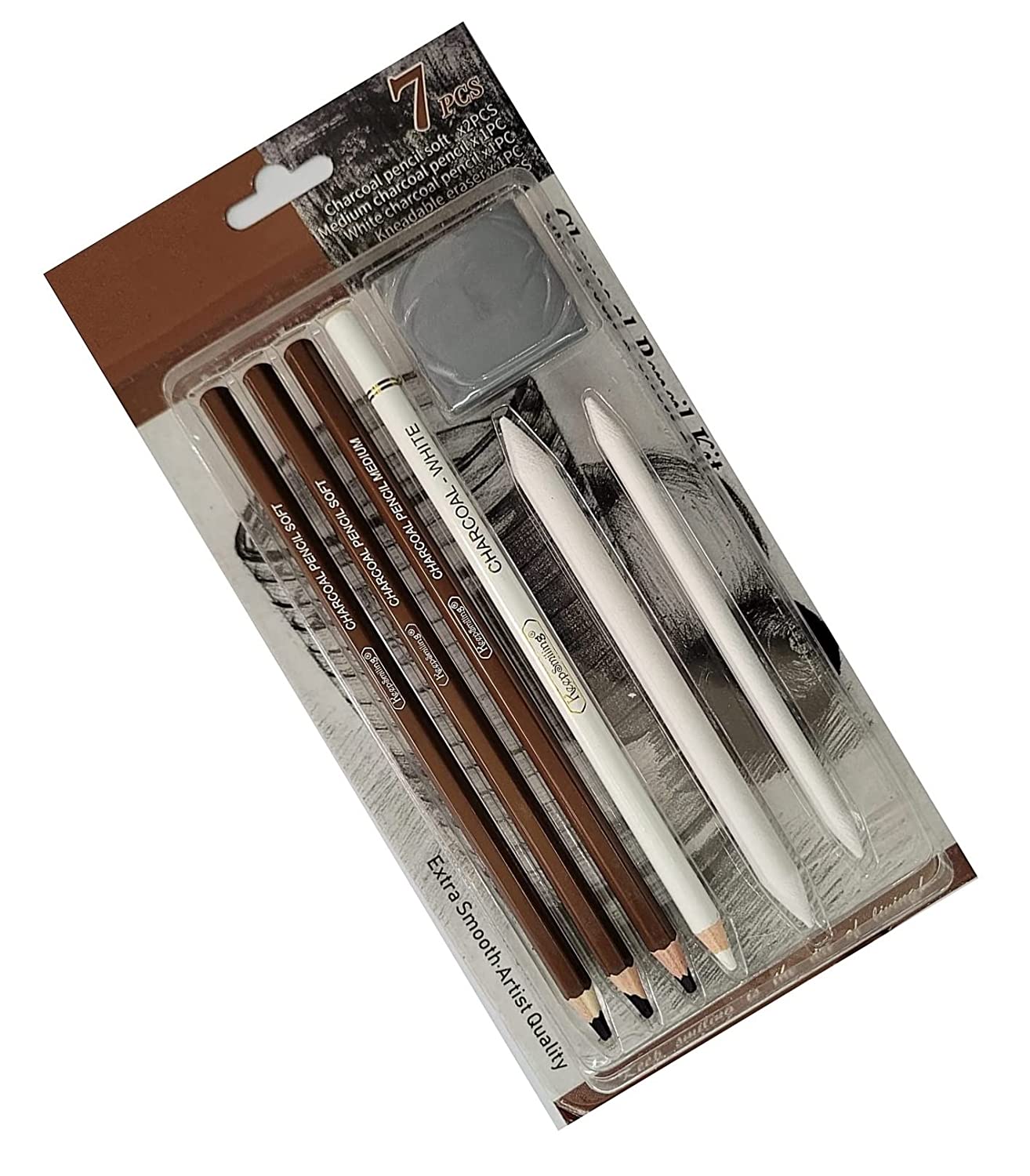 Keep Smiling Black & White Charcoal Pencil Kit