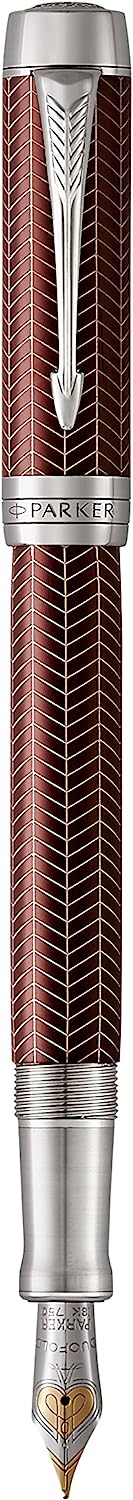 Parker Duofold Centennial Prestige Burgundy Chevron Pt Fountain Pen