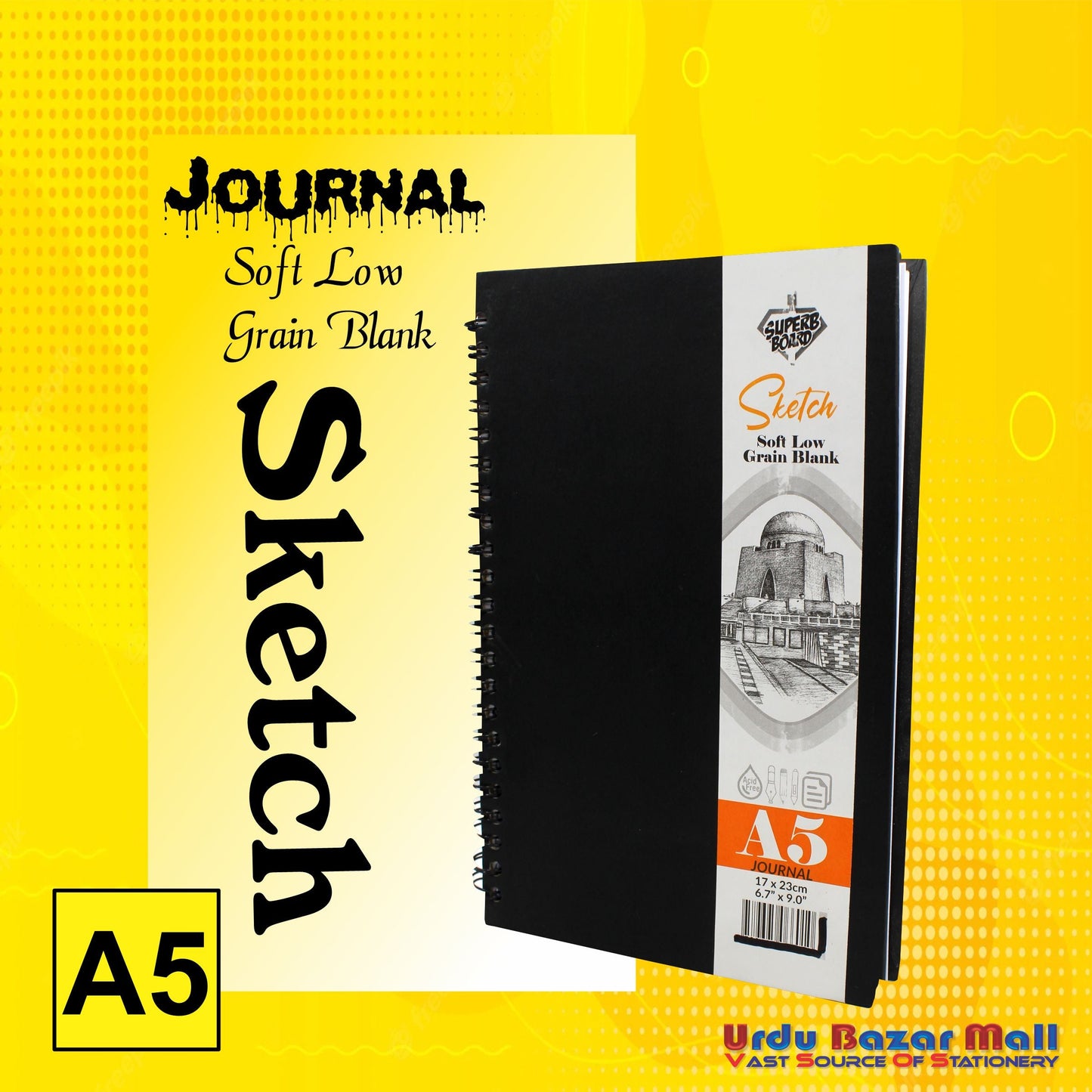 Superb Board Journal Hard Binding Spiral Sketchbook A5