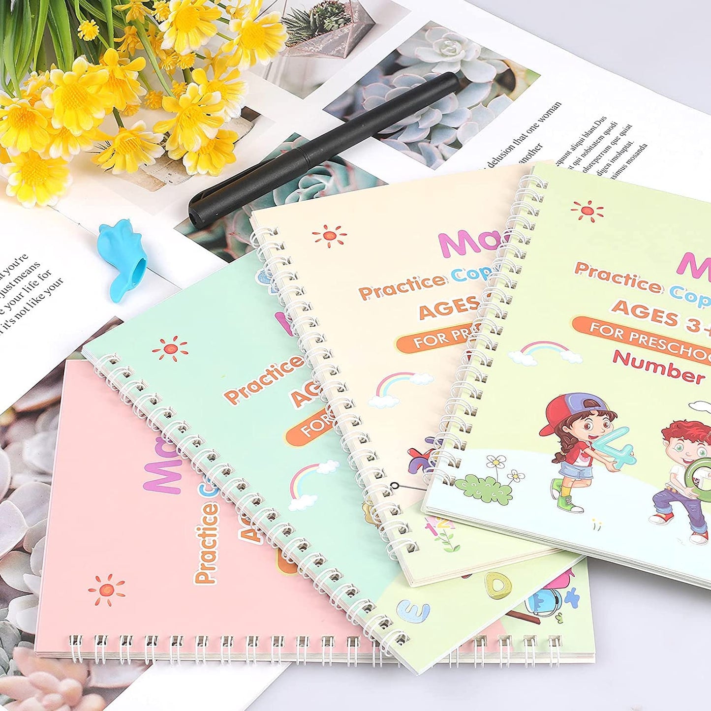 Magic Reusable Practice Copybook for Kids Pack of 4