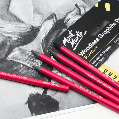 Mont Marte Signature Woodless Graphite Pencils 6pc