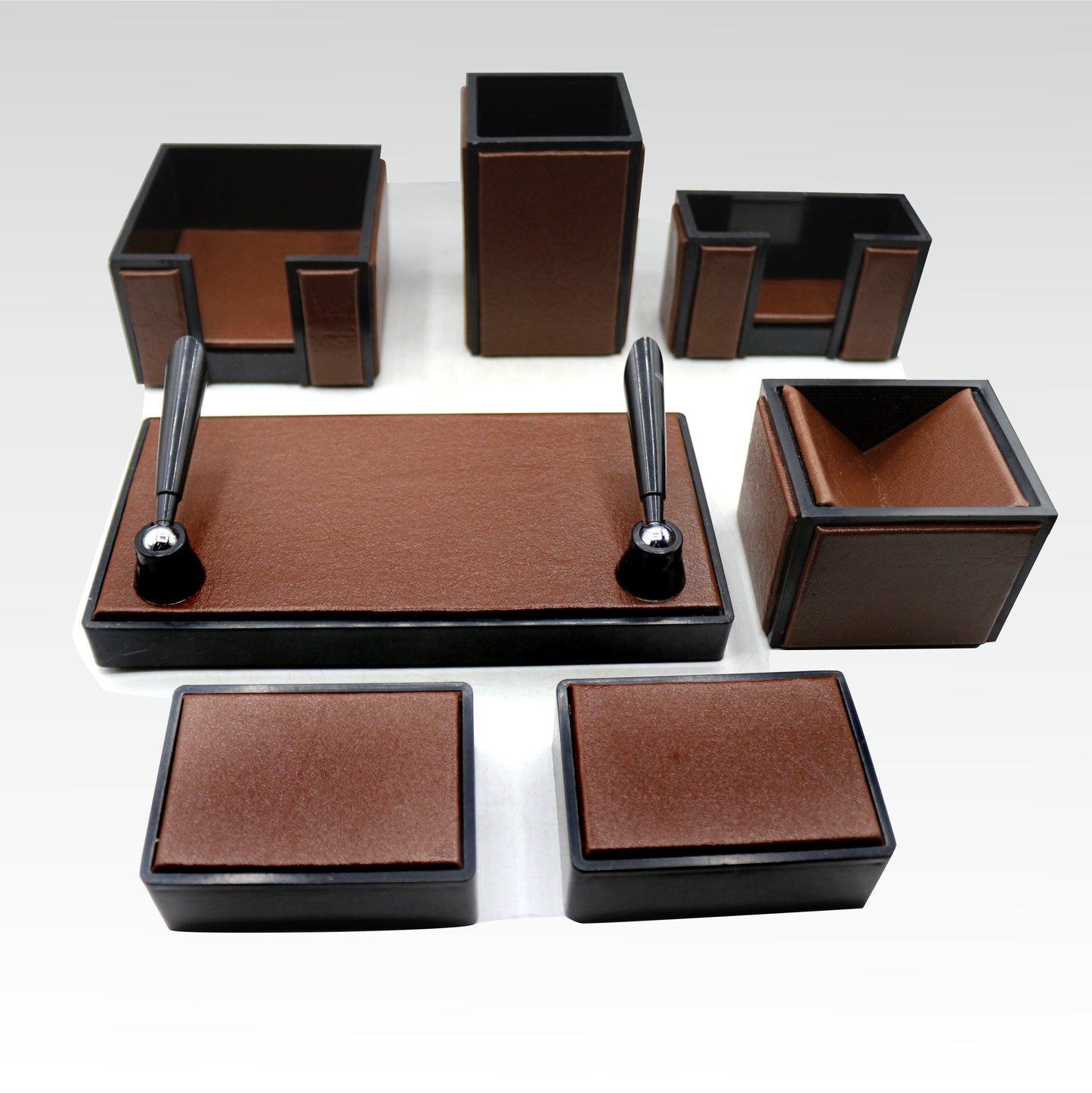 Senator Rexine Leather Desk Organizer 7pcs Set #20(Brown)