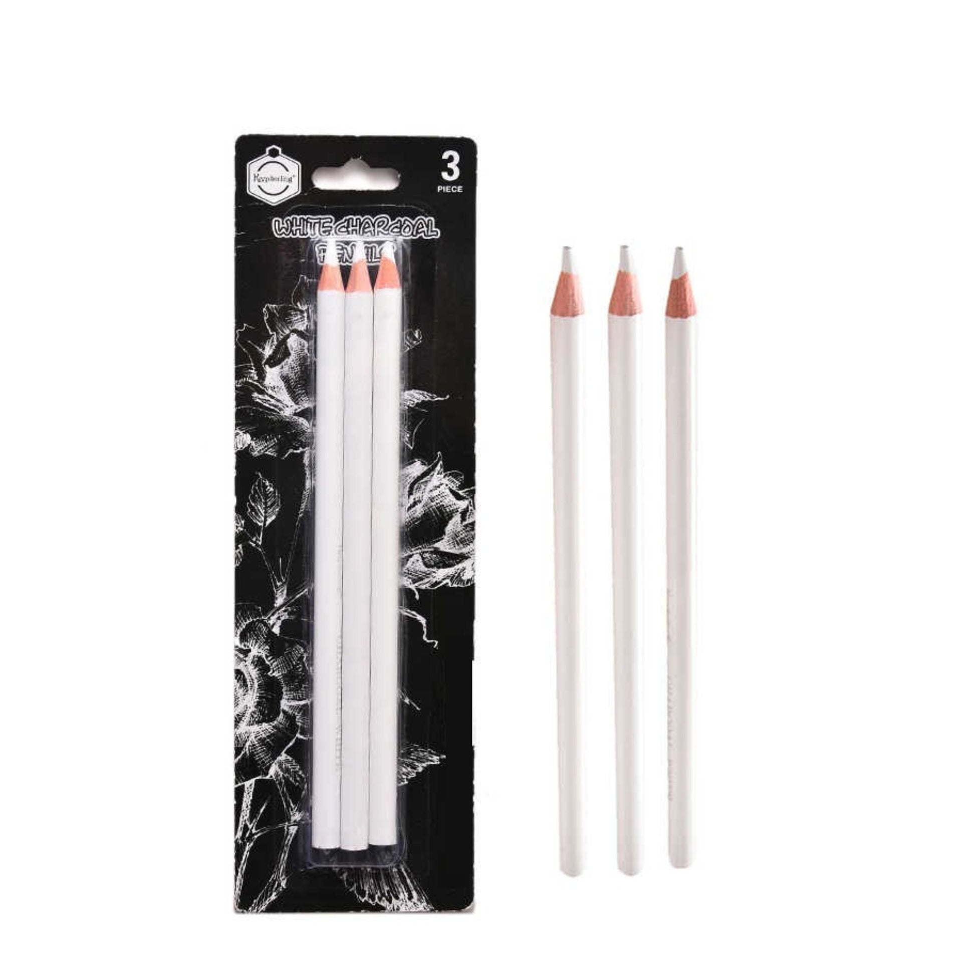 Keep Smiling White Charcoal Pencil Pack of 3