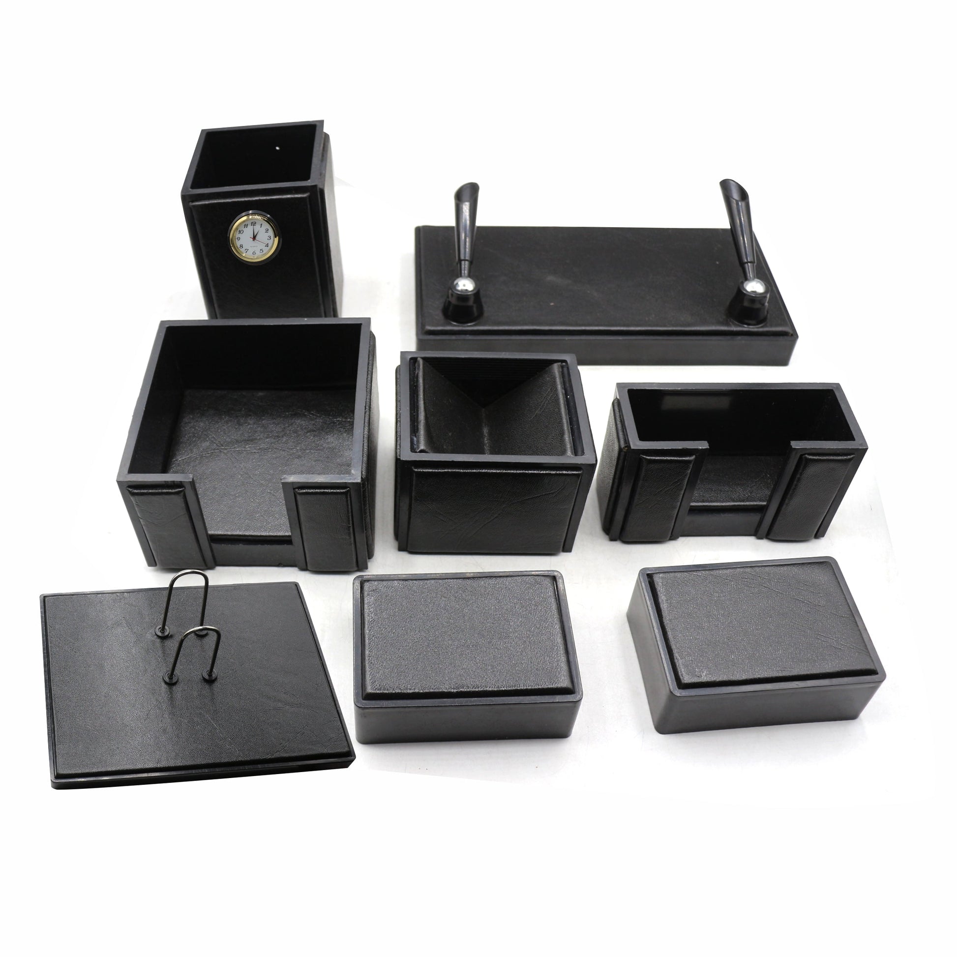 Senator Rexine Leather Office Desk Organizer 8pcs Set With Watch #20