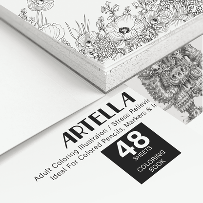 Artella Adult Coloring Book 40 Design 7 x 9.5 inches.