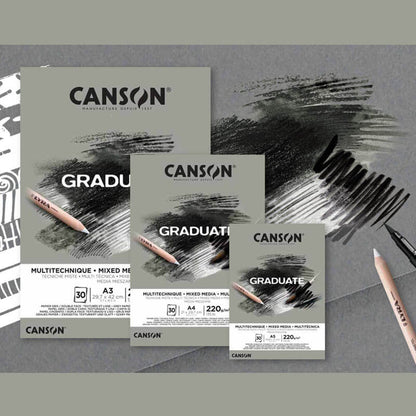 Canson Graduate Mixed Media Pad Grey 220 gsm.