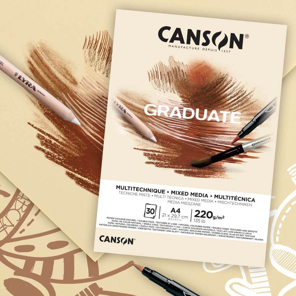 Canson Graduate Mixed Media Pad Yellow Ochre 220 gsm.