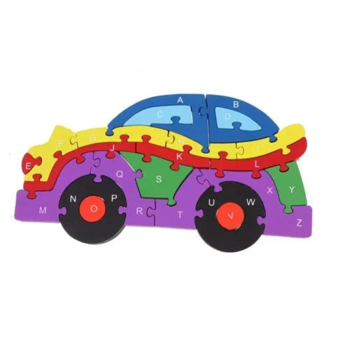 Car Vehicle Wooden Educational Alphabet & Numbers Jigsaw Puzzle