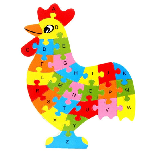 Chicken Wooden Educational Alphabet & Numbers Jigsaw Puzzle