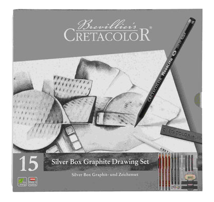 Cretacolor Silver Box Graphite Drawing Set Of 15