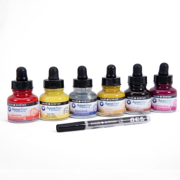 Daler Rowney Aquafine Watercolor Ink 29.5ml Set of 6