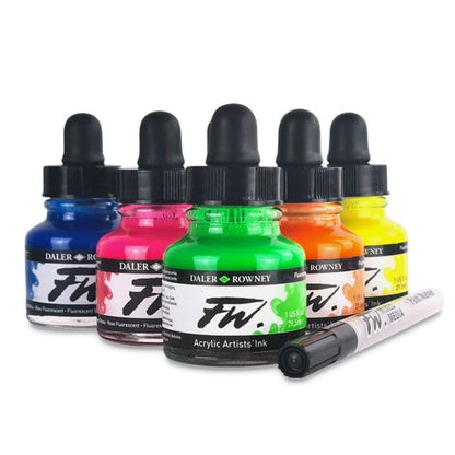 Daler Rowney FW Acrylic Ink Neon Colors Set Of 6 29.5ml