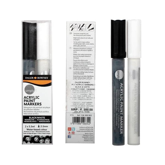 Daler Rowney Simply Acrylic Paint Marker Black & White Set of 2 Pcs