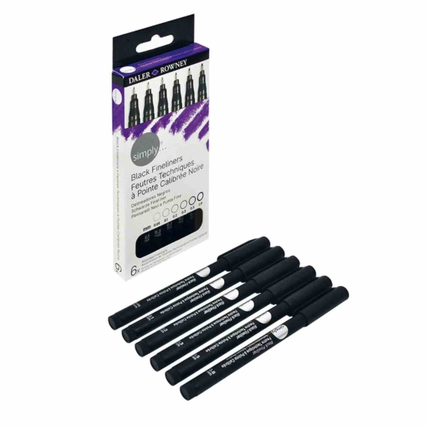 Daler Rowney Simply Black Fineliner Pen Set of 6 Pcs