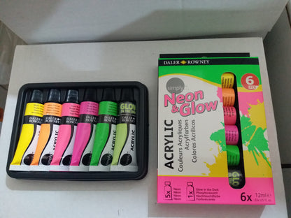 Daler Rowney Simply Neon And Glow Acrylic Paint Set of 6 Pcs – 12ml