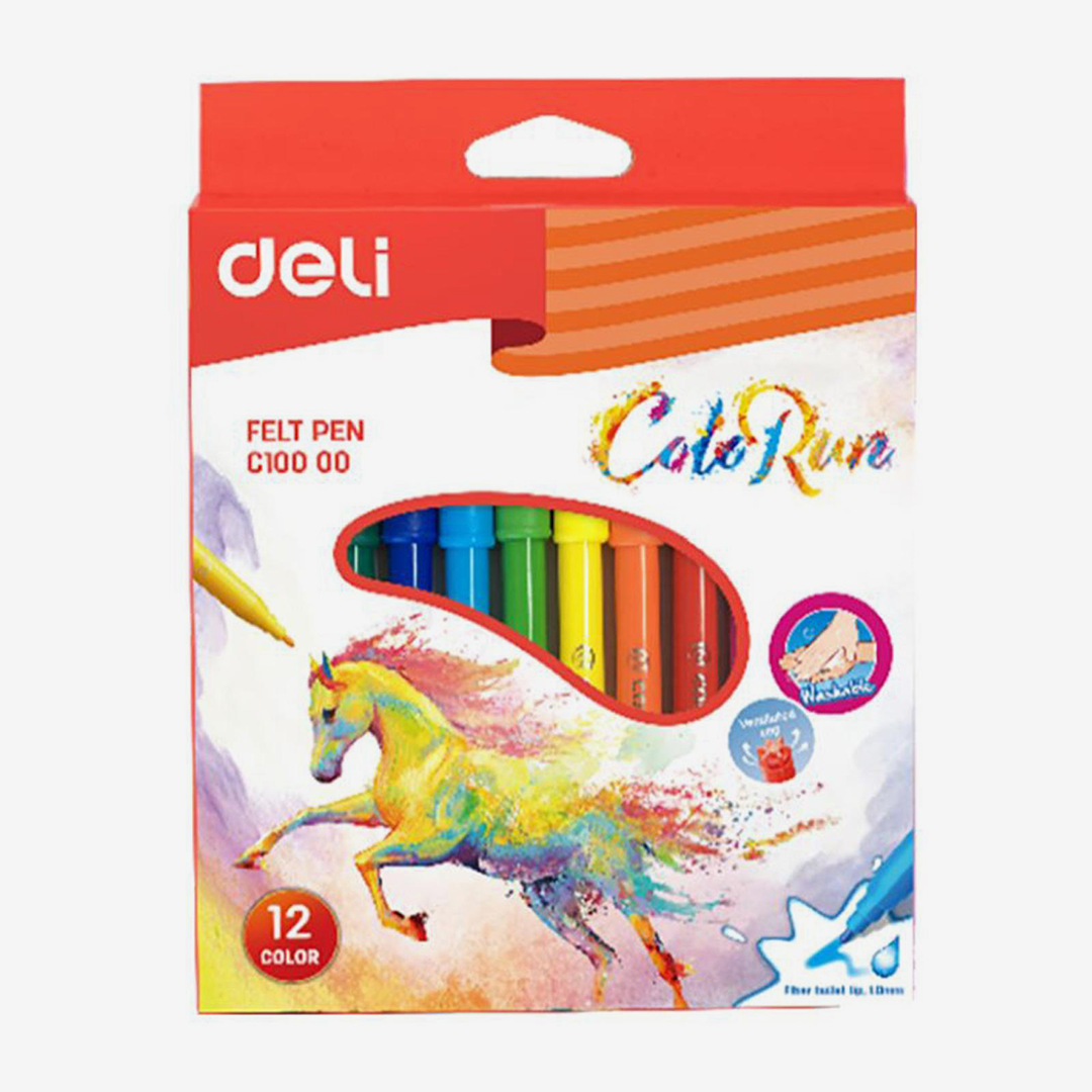 Deli EC10000 Felt Pen 1.0MM 12 Color