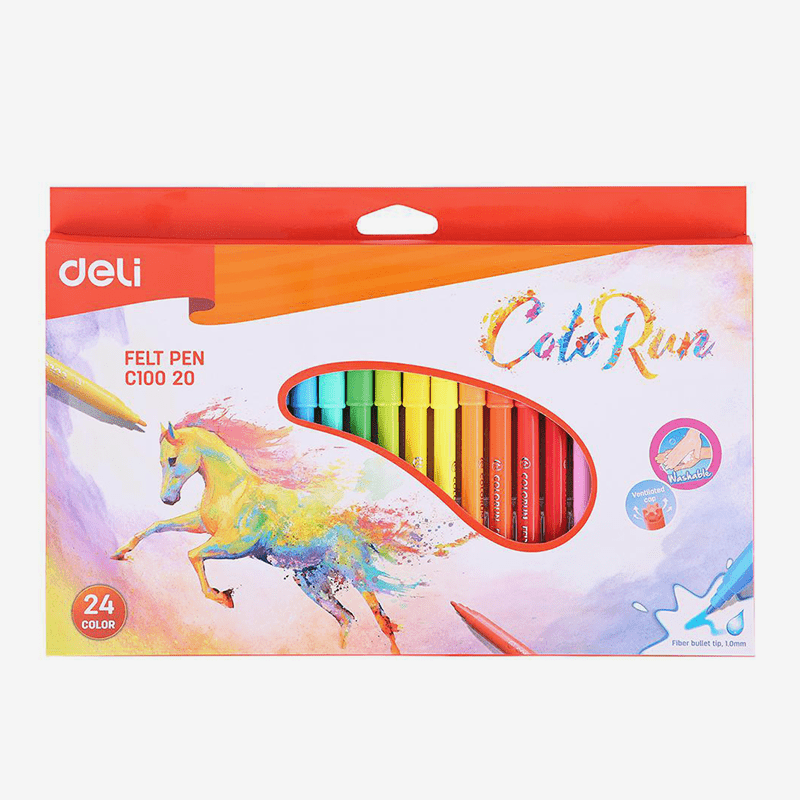 Deli Wateroclor Felt Pen 24 Colors Box EC10020