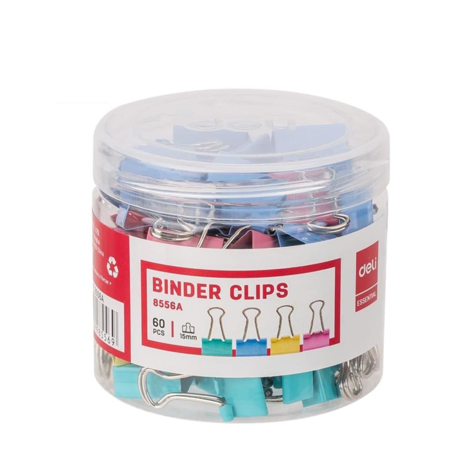 Deli Colorful Binder Clip 15mm E8556A Pack of 60