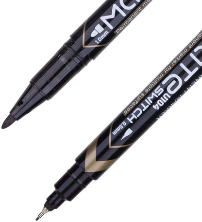 Deli Dual Tip Permanent Marker Black U10420