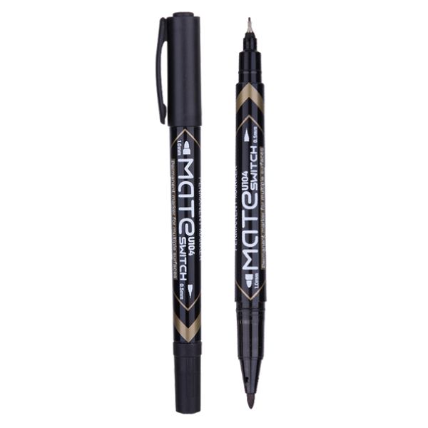 Deli Dual Tip Permanent Marker Black U10420