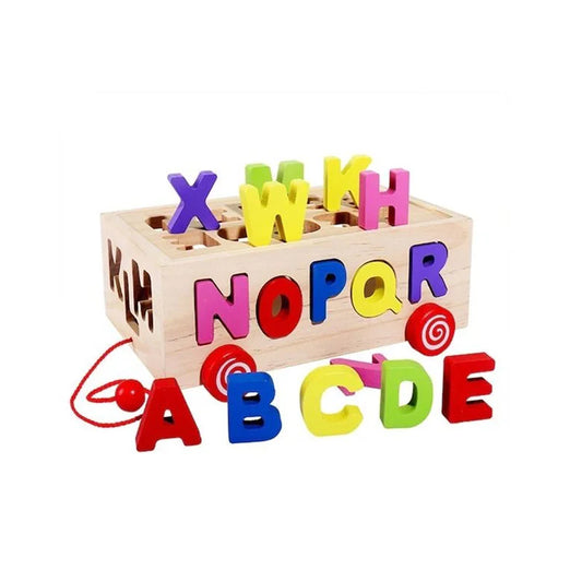 Digital Alphabet Pulling Car Wooden Box