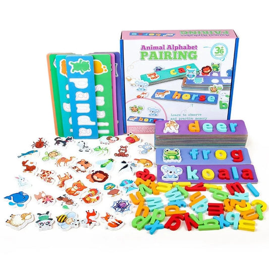 Educational ABC Wooden Letters and Animal Puzzle Learning Games