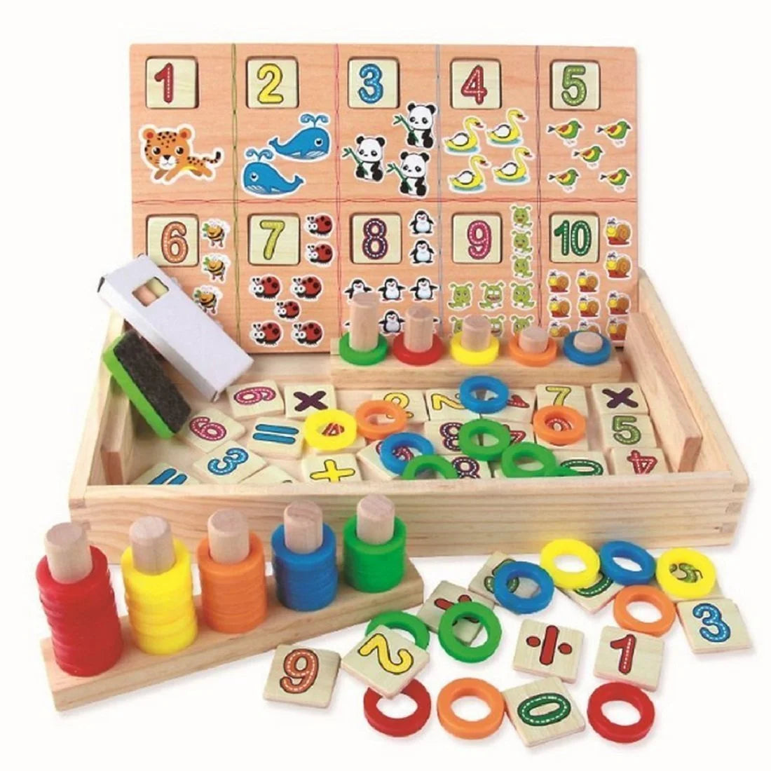 Educational Donut Learning Number Crunching Wooden Game