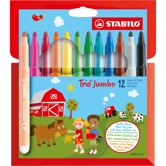 STABILO Extra-thick Fibre-Tip Pen Trio Jumbo Pack of 12