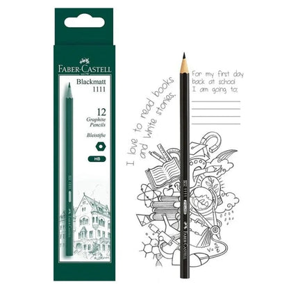 Faber Castell Black Matt Graphite Pencil HB 1111 Pack of 12