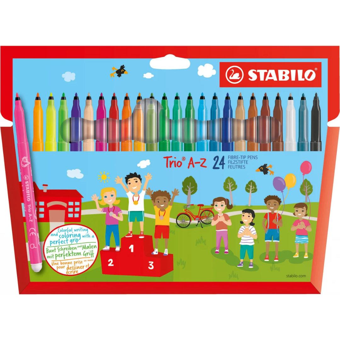 STABILO Felt-Tip Pen With Triangular Grip Zone Trio A-Z Pack of 24