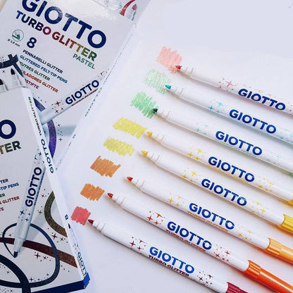 FILA Giotto Turbo Glitter Marker Pastel shades 8 pcs set