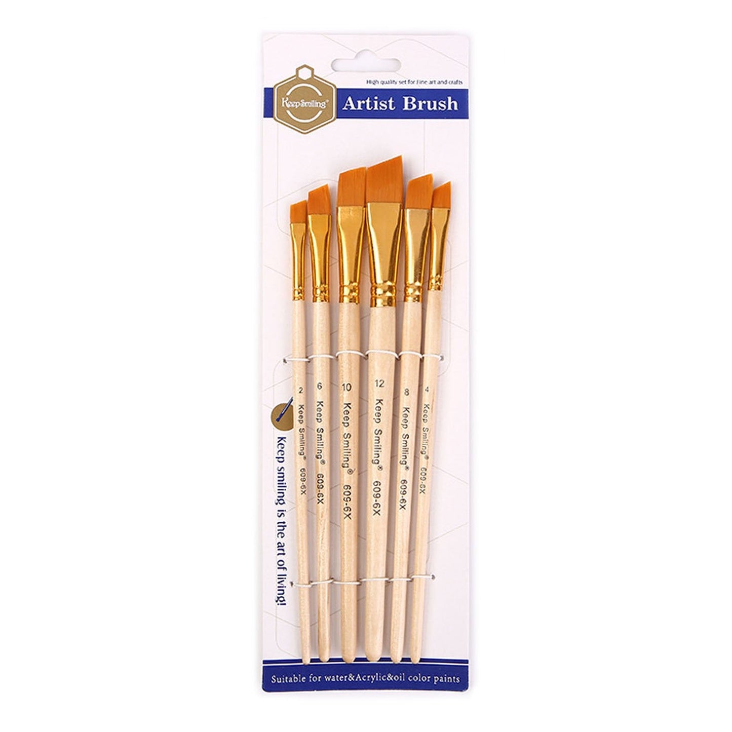 Keep Smiling Artist Chisel Brush Pack of 6