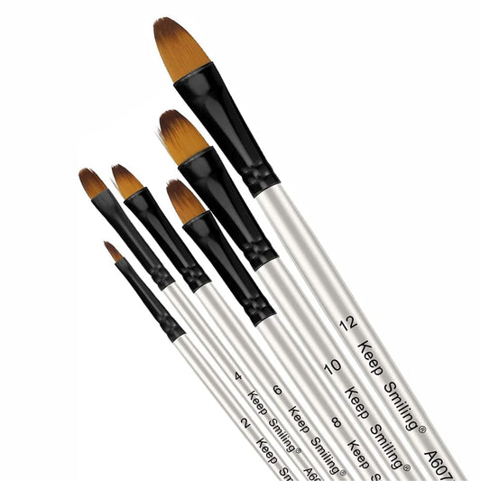 Keep Smiling Filbert Paint Brush Pack of 6