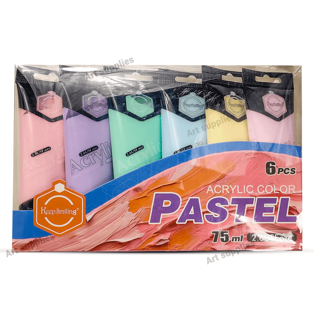 Keep Smiling Pastel Acrylic Paint 75ml Set of 6