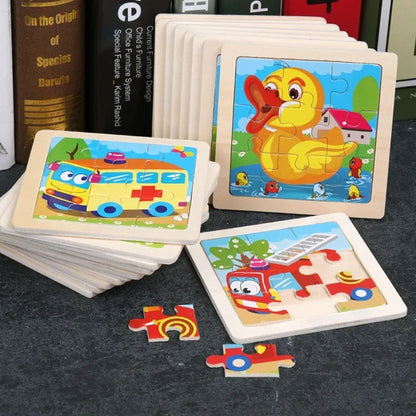 Kids Wooden Educational 15Pcs Jigsaw Picture Puzzle Single Piece