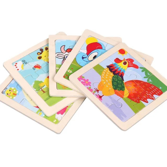 Kids Wooden Educational 15Pcs Jigsaw Picture Puzzle Single Piece