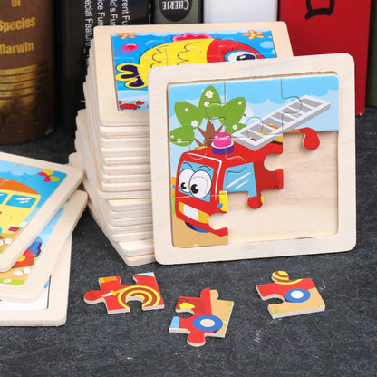 Kids Wooden Educational 15Pcs Jigsaw Picture Puzzle Single Piece