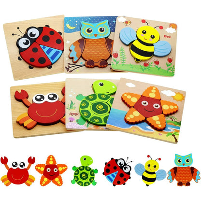 Kids Wooden Educational 4Pcs Jigsaw Picture Puzzle Single Piece