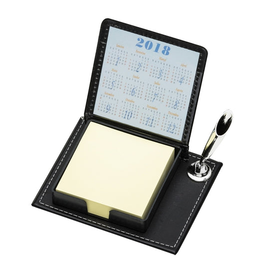 Leather Cover Sticky Notes with Calendar & Pen Holder