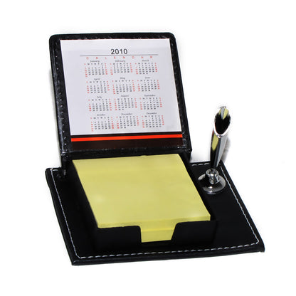 Leather Cover Sticky Notes with Calendar & Pen Holder