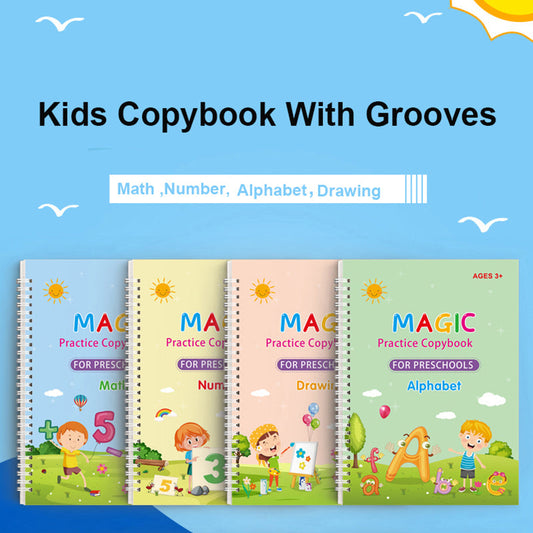 Magic Reusable Practice Copybook for Kids Pack of 4