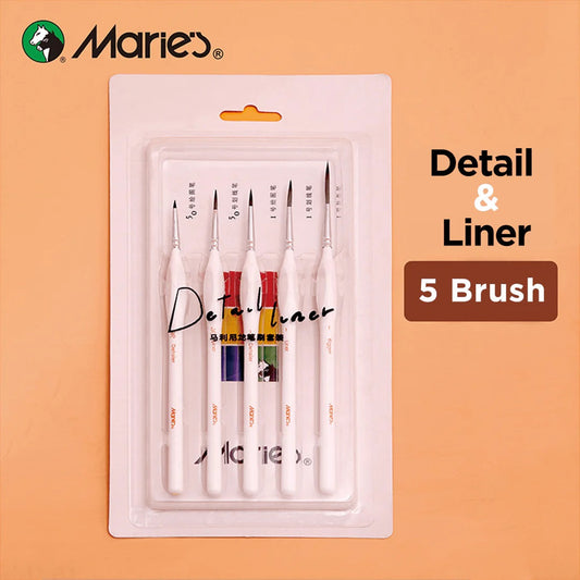 Maries Detail Liner Brush For Painting Set Of 5