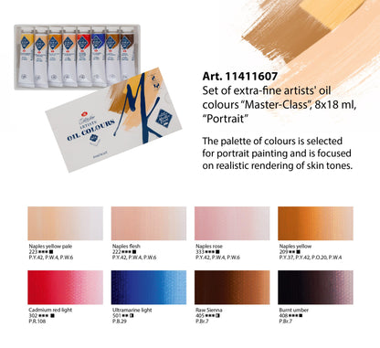 Masterclass Artists Oil Paints Portrait Shades Set Of 8x18ml