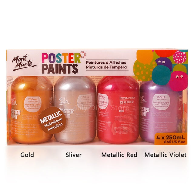 Mont Marte Metallic Poster Paints 250ml Set Of 4